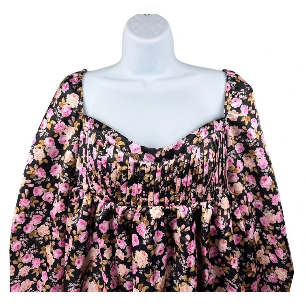 NEW NWT Love & Lemons Kate Mini Dress Floral Babydoll‎ Medium Satin Coquette